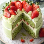 Strawberry Matcha Cake with Matcha Whipped Cream