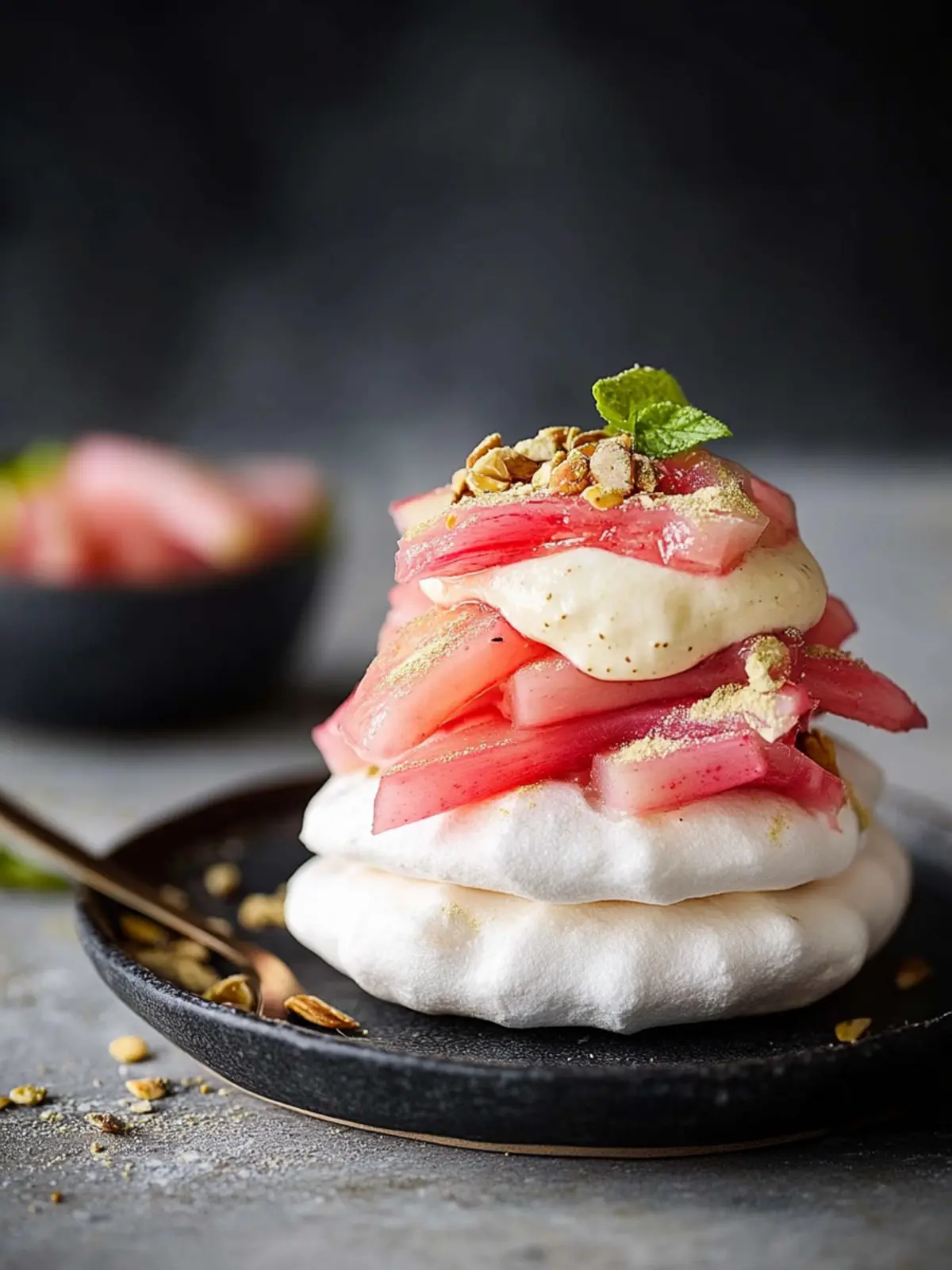Mini rhubarb and custard pavlova recipe
