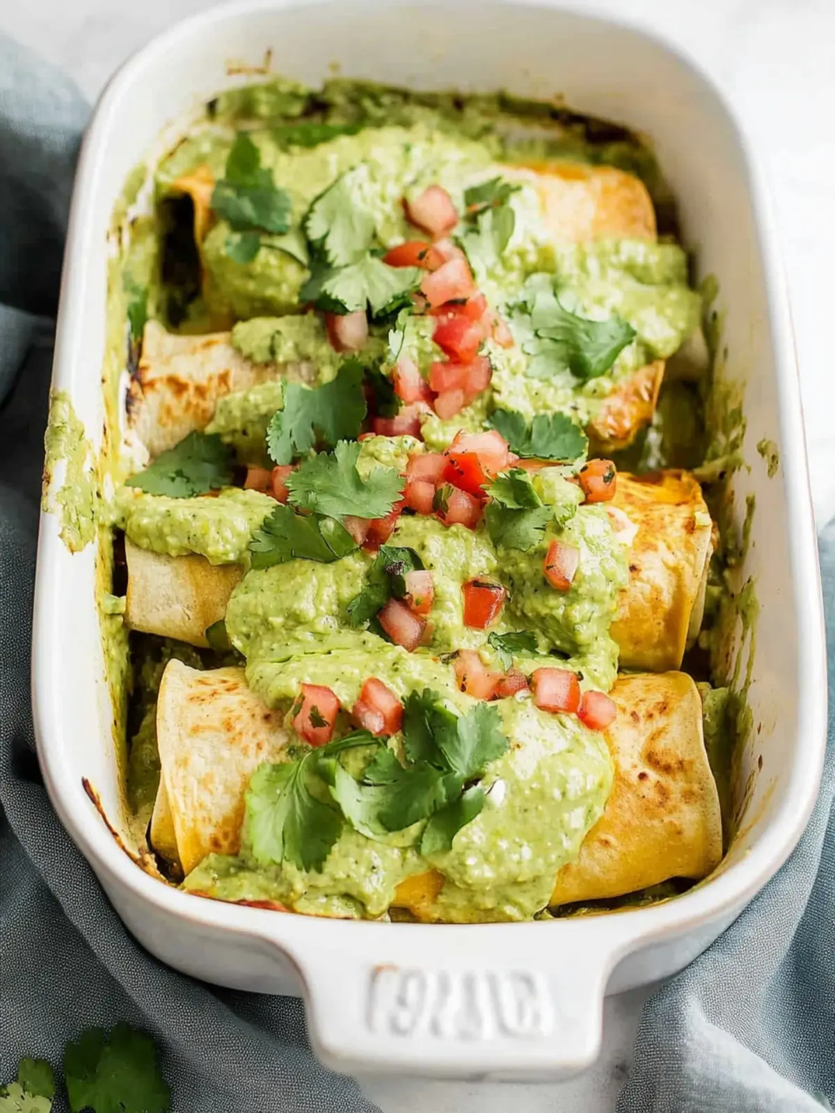 Whole30 Enchiladas with Poblano-Pork Stuffing & Creamy-Avocado Sauce