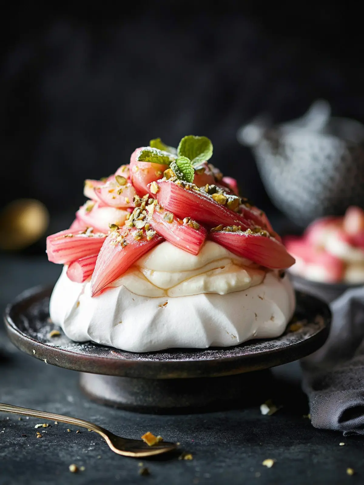 Mini rhubarb and custard pavlova recipe