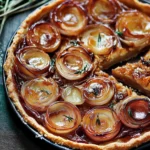 Sticky shallot tart