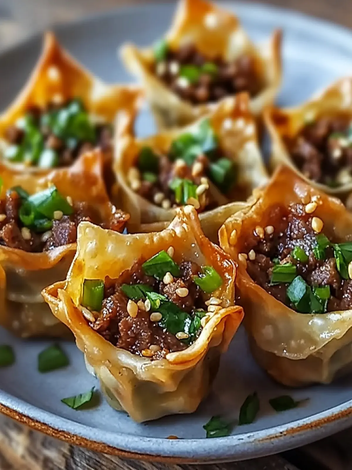 Crispy Beef Wonton Cups