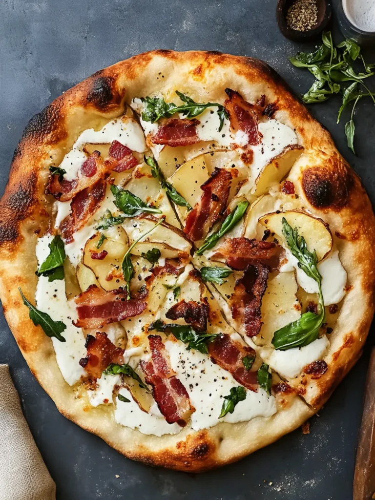 Potato Pizza with Crème Fraîche and Bacon