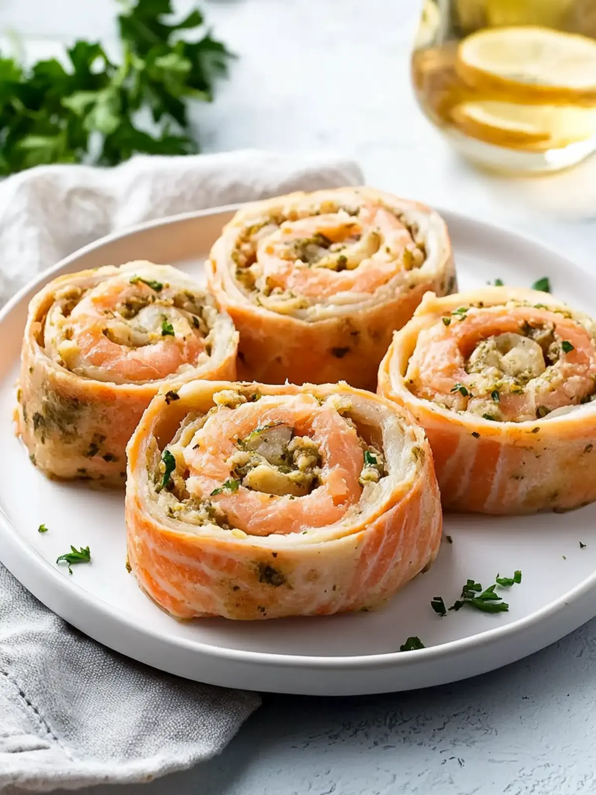 Polish Crab-Stuffed Salmon Pinwheels