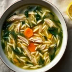 Lemony Chicken, Orzo & Spinach Soup with Dill