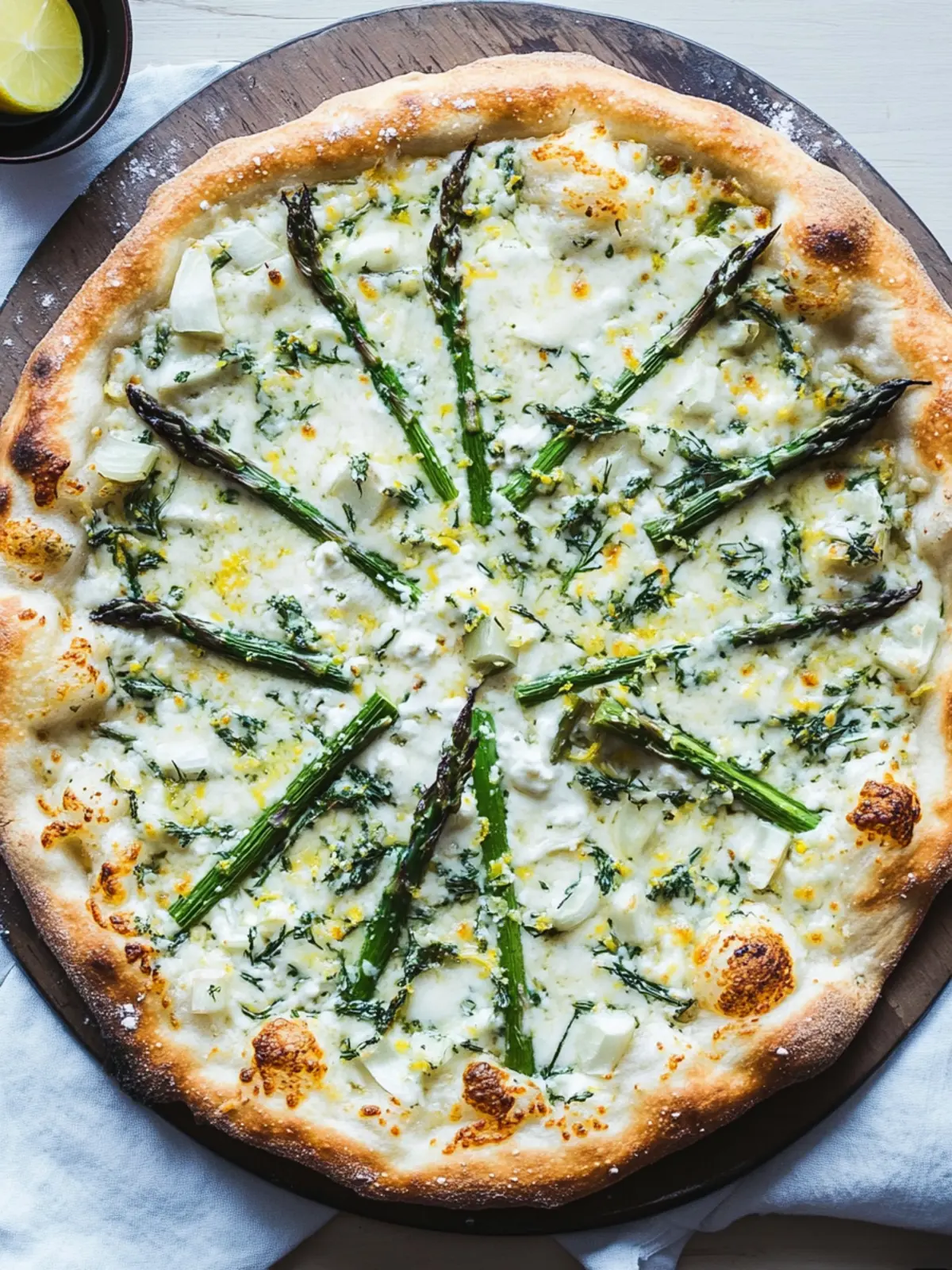 Asparagus, Spring Cream, Onion, Lemon Pizza