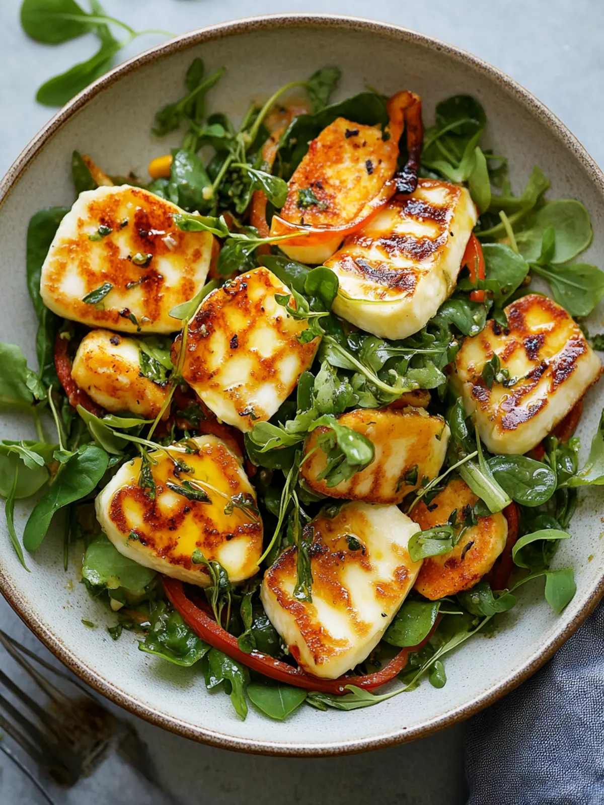 Chilli honey halloumi salad