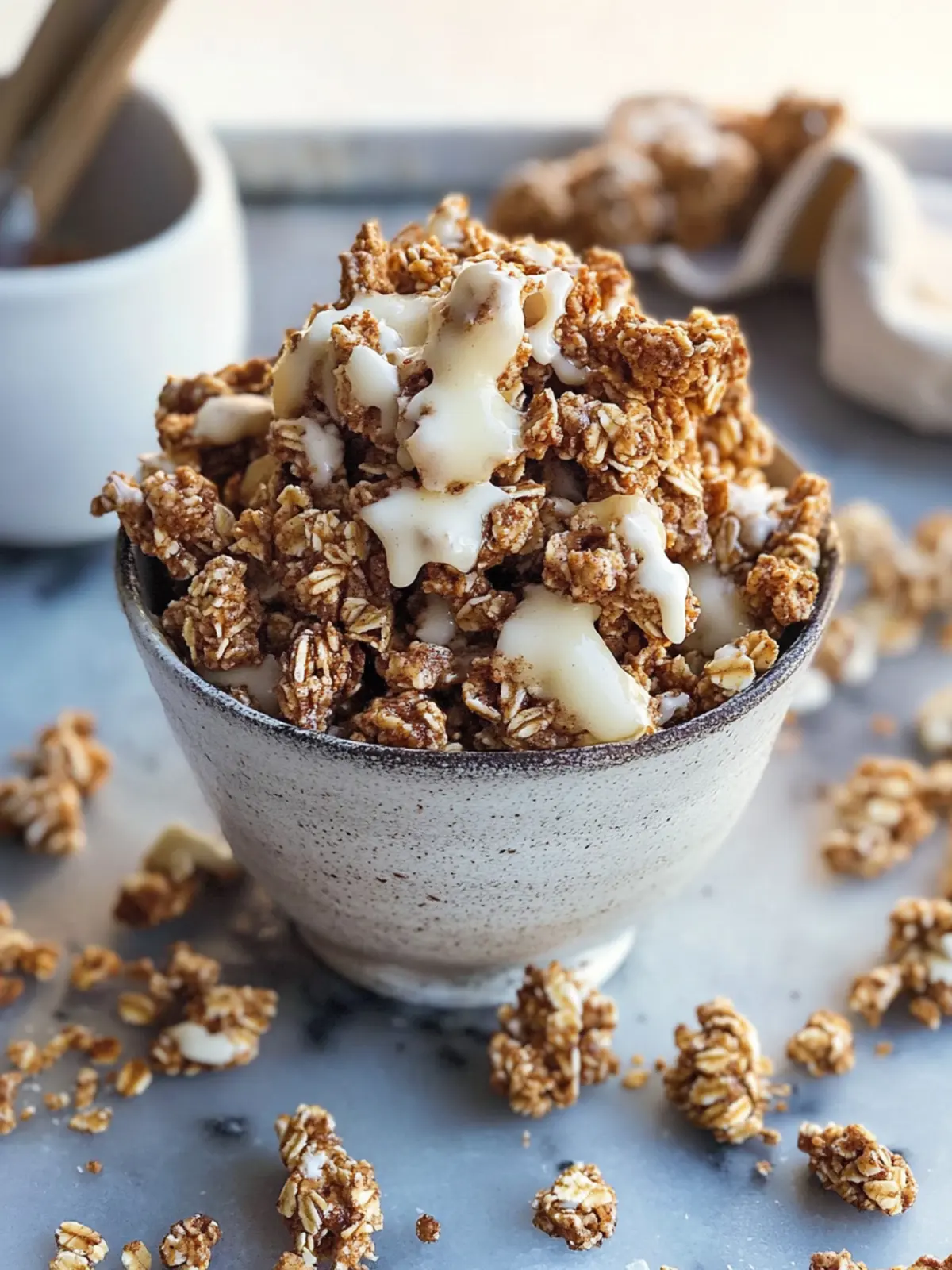 Easy Cinnamon Roll Granola Clusters