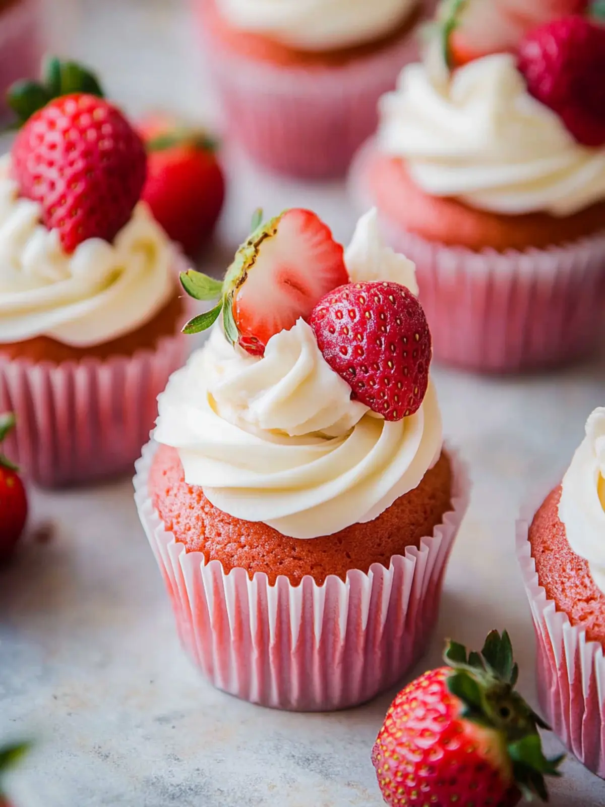 White Chocolate Strawberry Cupcakes