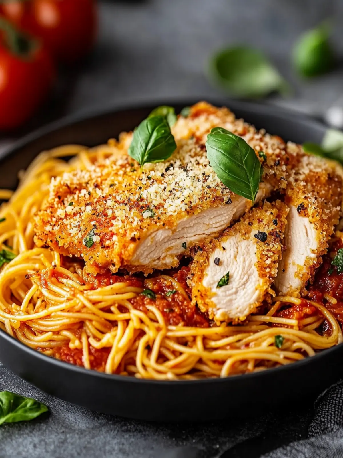 Air fryer chicken Milanese with spaghetti recipe