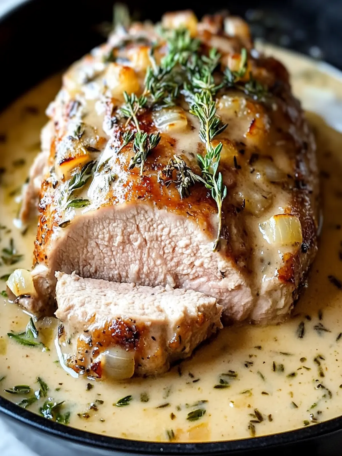 Crockpot Creamy Garlic Pork Loin