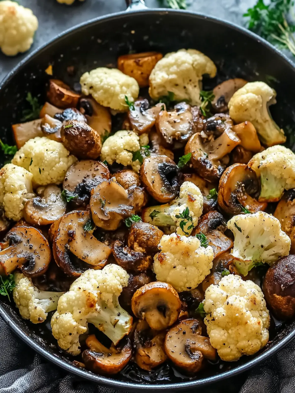 Garlic Mushrooms Cauliflower Skillet