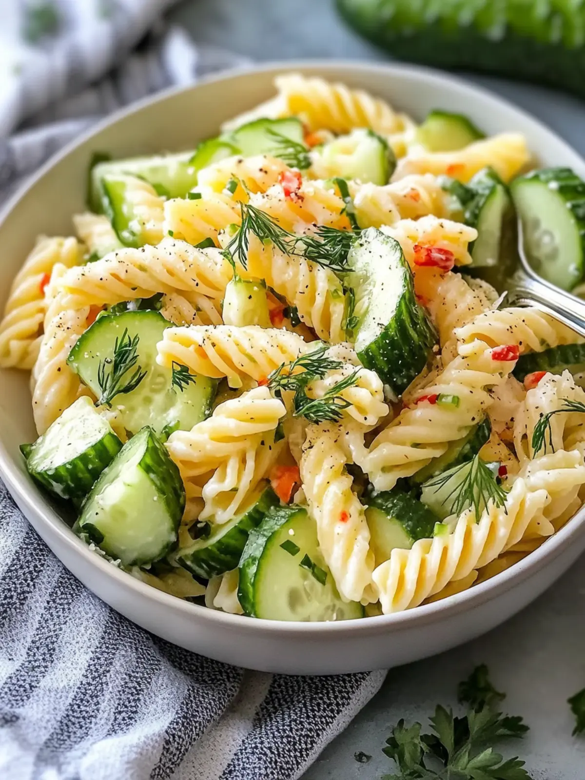 Zesty Healthy Cucumber Pasta Salad