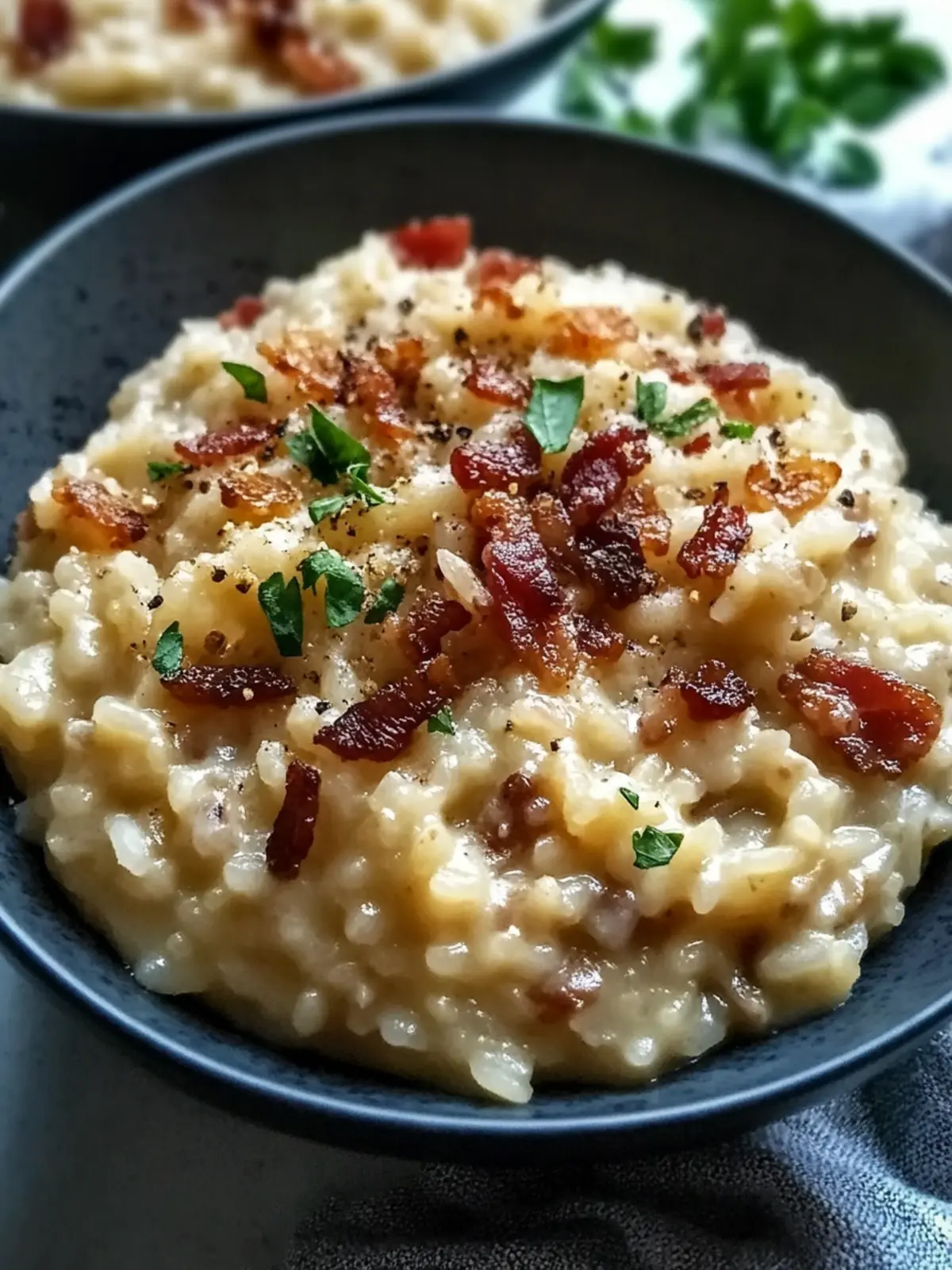 Caramelized Onion, Bacon, and Parmesan Risotto