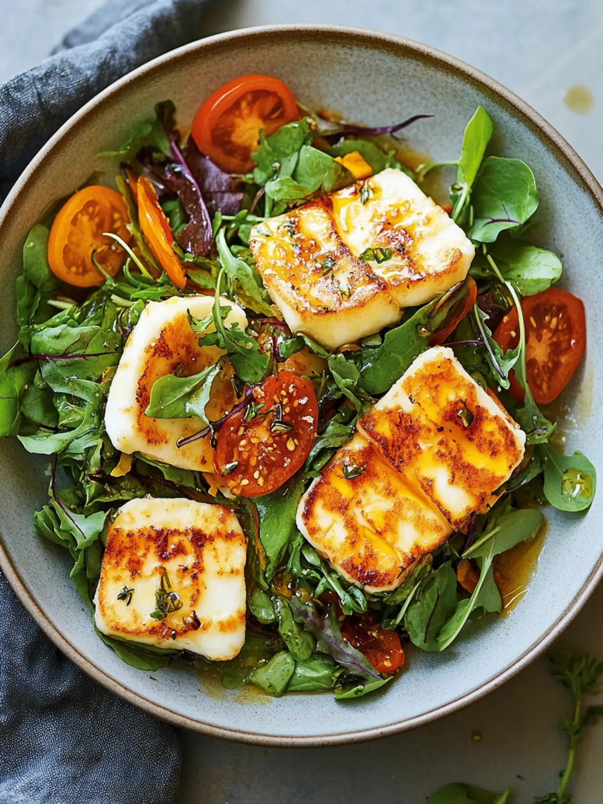 Chilli honey halloumi salad