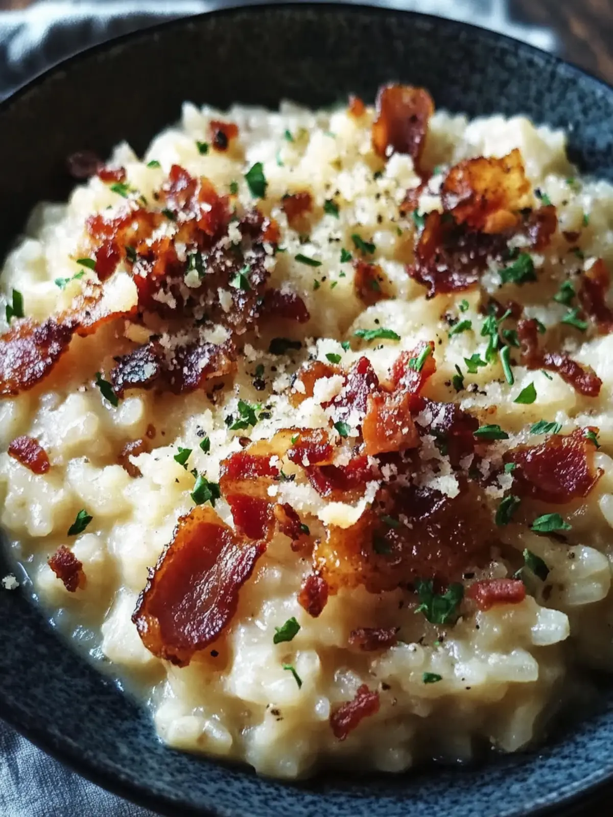 Caramelized Onion, Bacon, and Parmesan Risotto