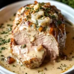 Crockpot Creamy Garlic Pork Loin