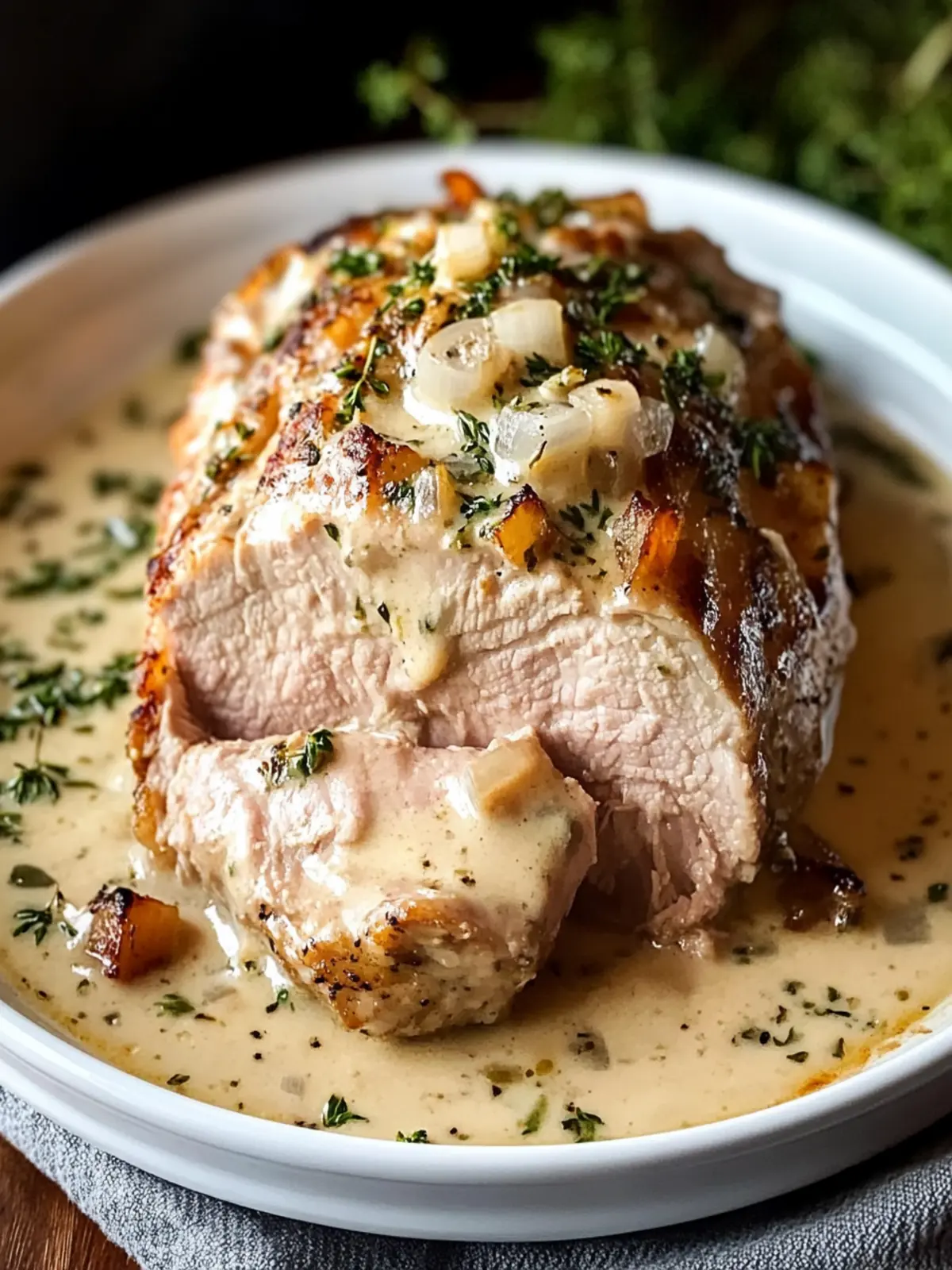 Crockpot Creamy Garlic Pork Loin