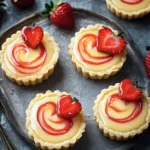 Heart-swirled strawberry custard tarts