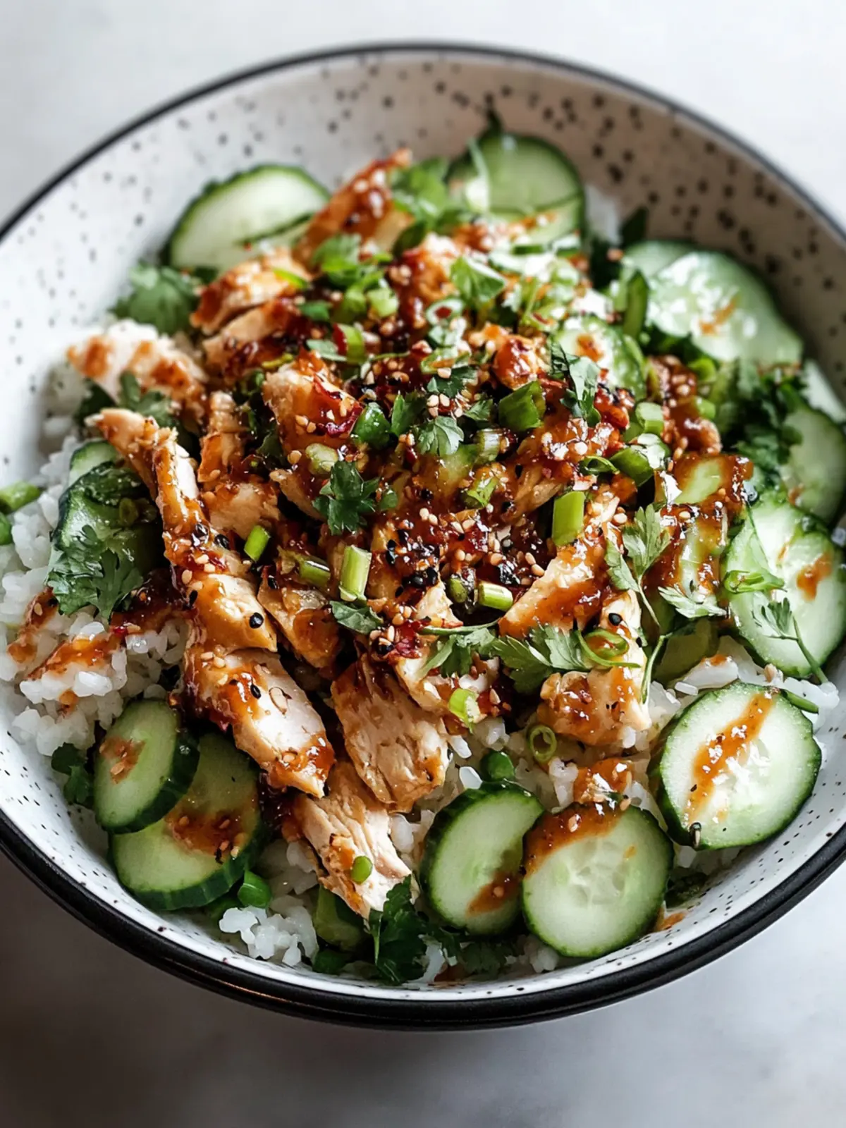 Crispy Rice Chicken & Cucumber Salad