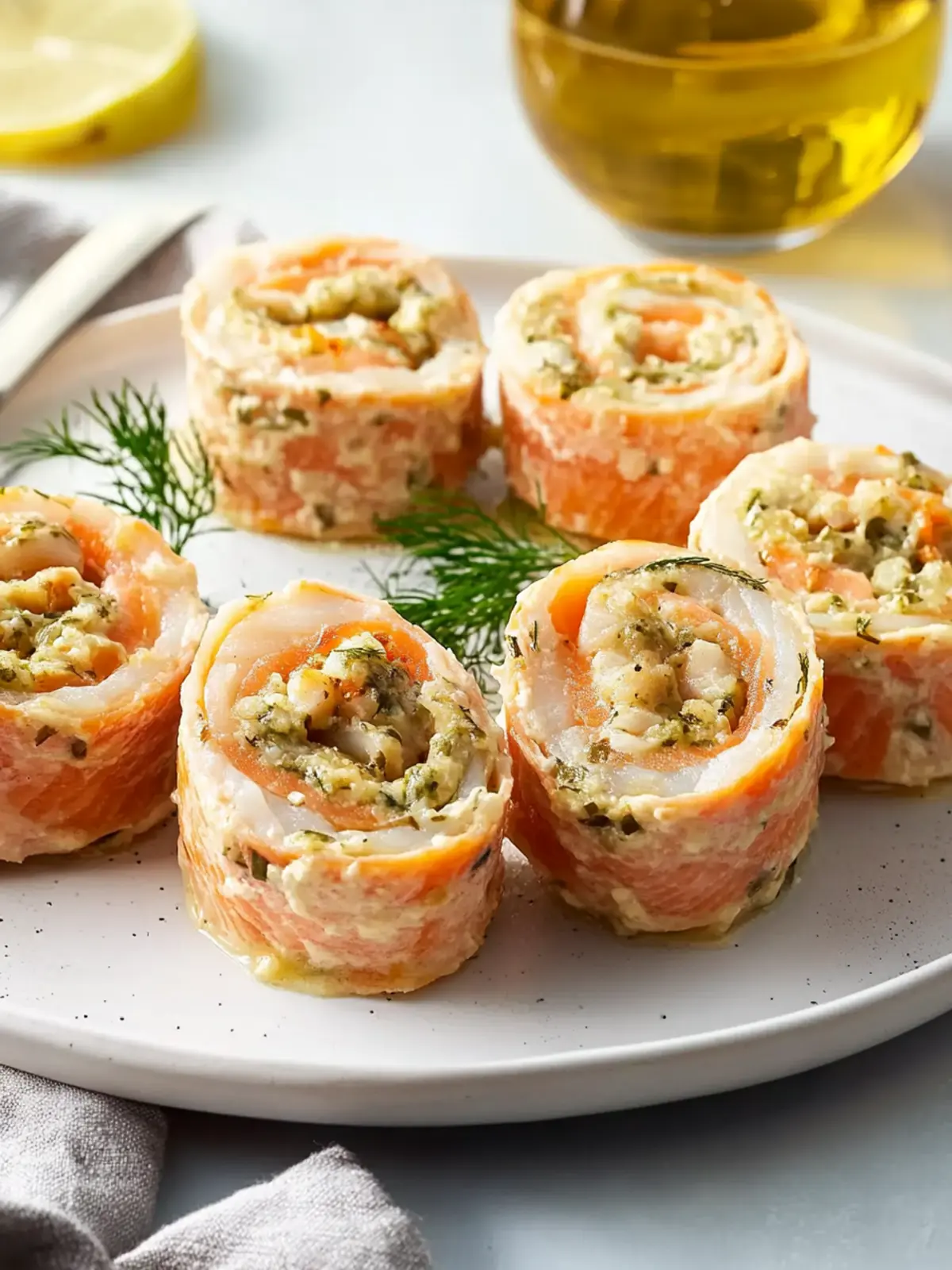 Polish Crab-Stuffed Salmon Pinwheels
