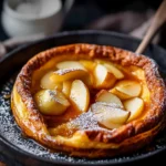 Dutch baby pancake with toffee apple and pears