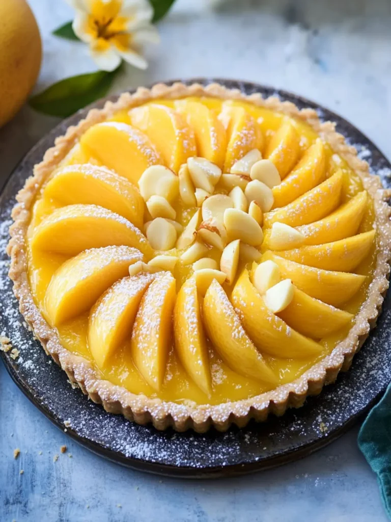 mango and macadamia tart is sunshine in dessert