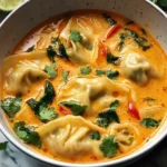 Red Curry Pot Sticker Soup