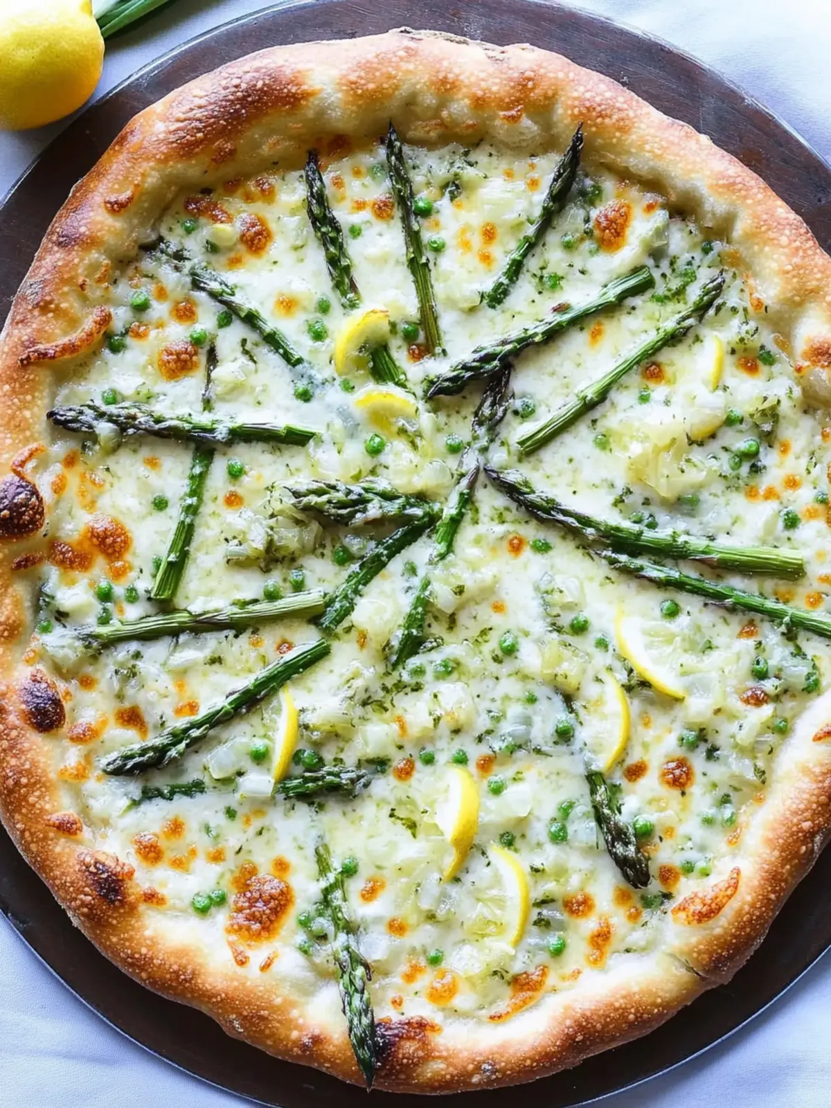 Asparagus, Spring Cream, Onion, Lemon Pizza
