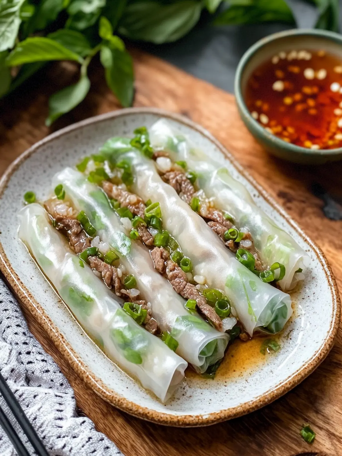 steamed rice rolls with beef