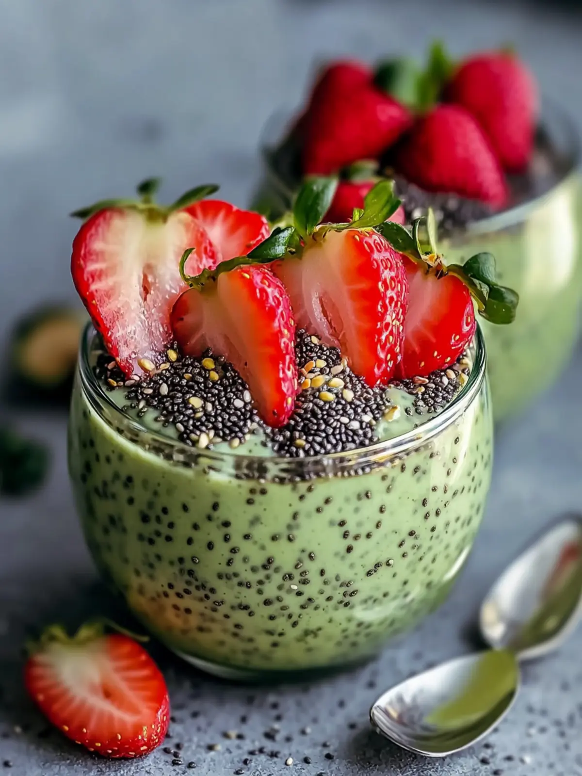 Strawberry Matcha Layered Chia