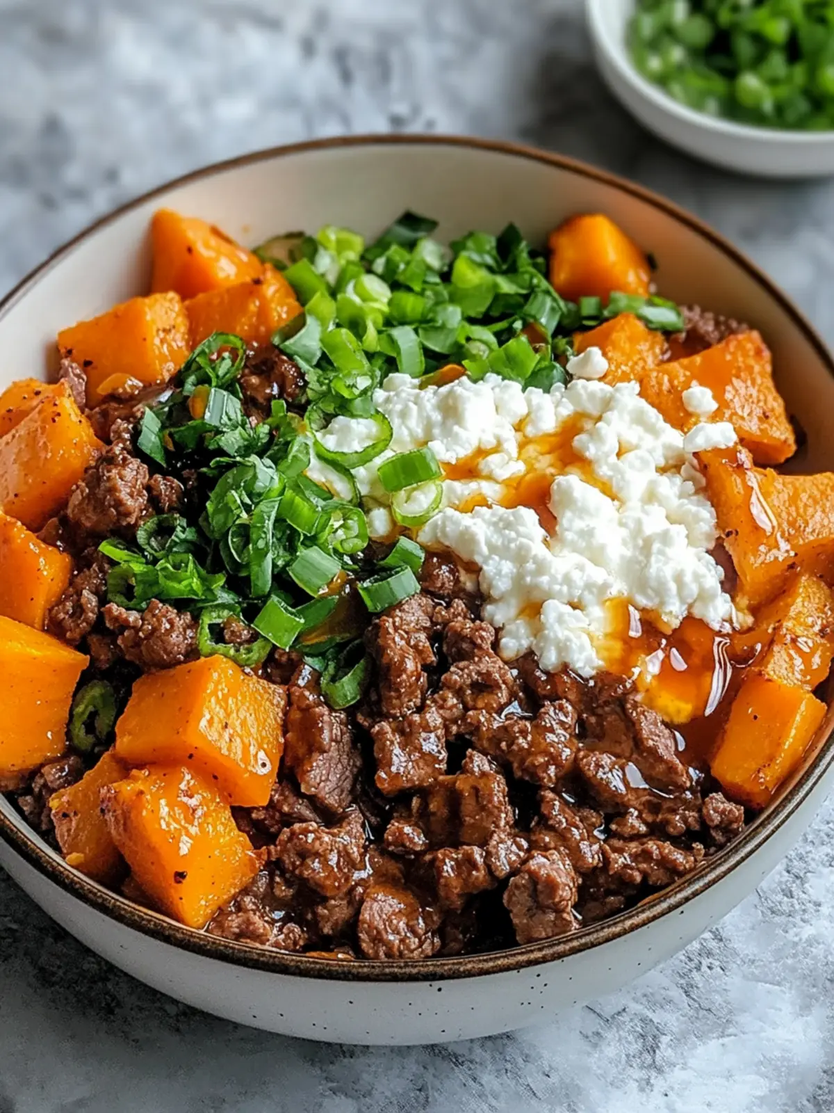 Sweet Potato Beef Bowl with Hot Honey and Cottage Cheese Recipe