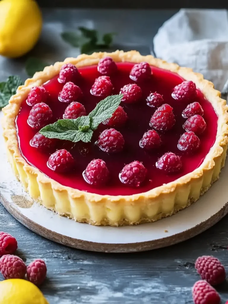 Spring Tart with Lemon Custard and Raspberry Jelly