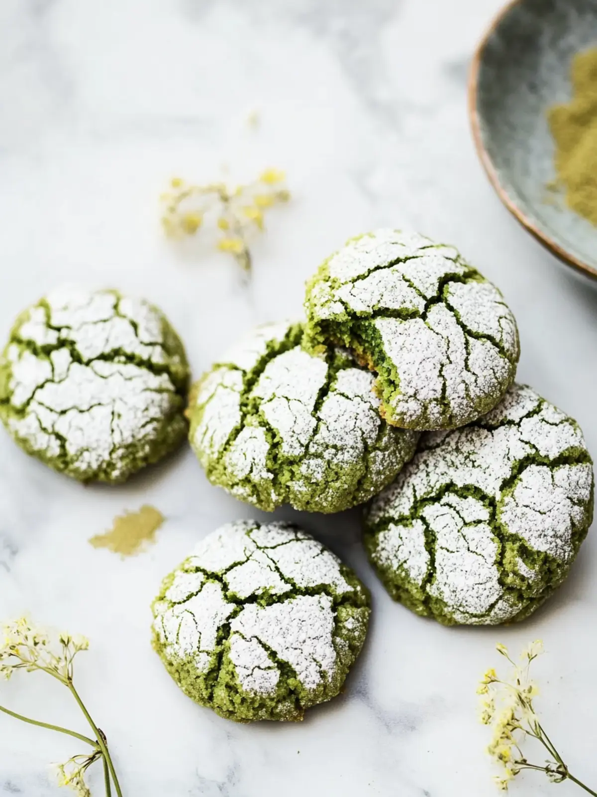 Matcha Crinkle Cookies