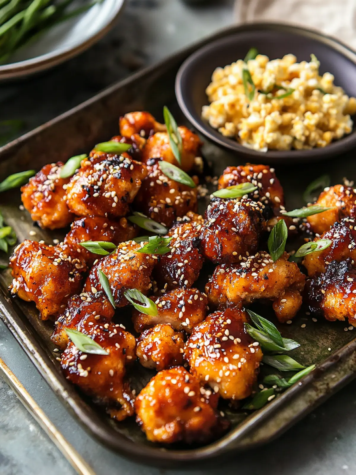 Sheet Pan Korean Popcorn Chicken.