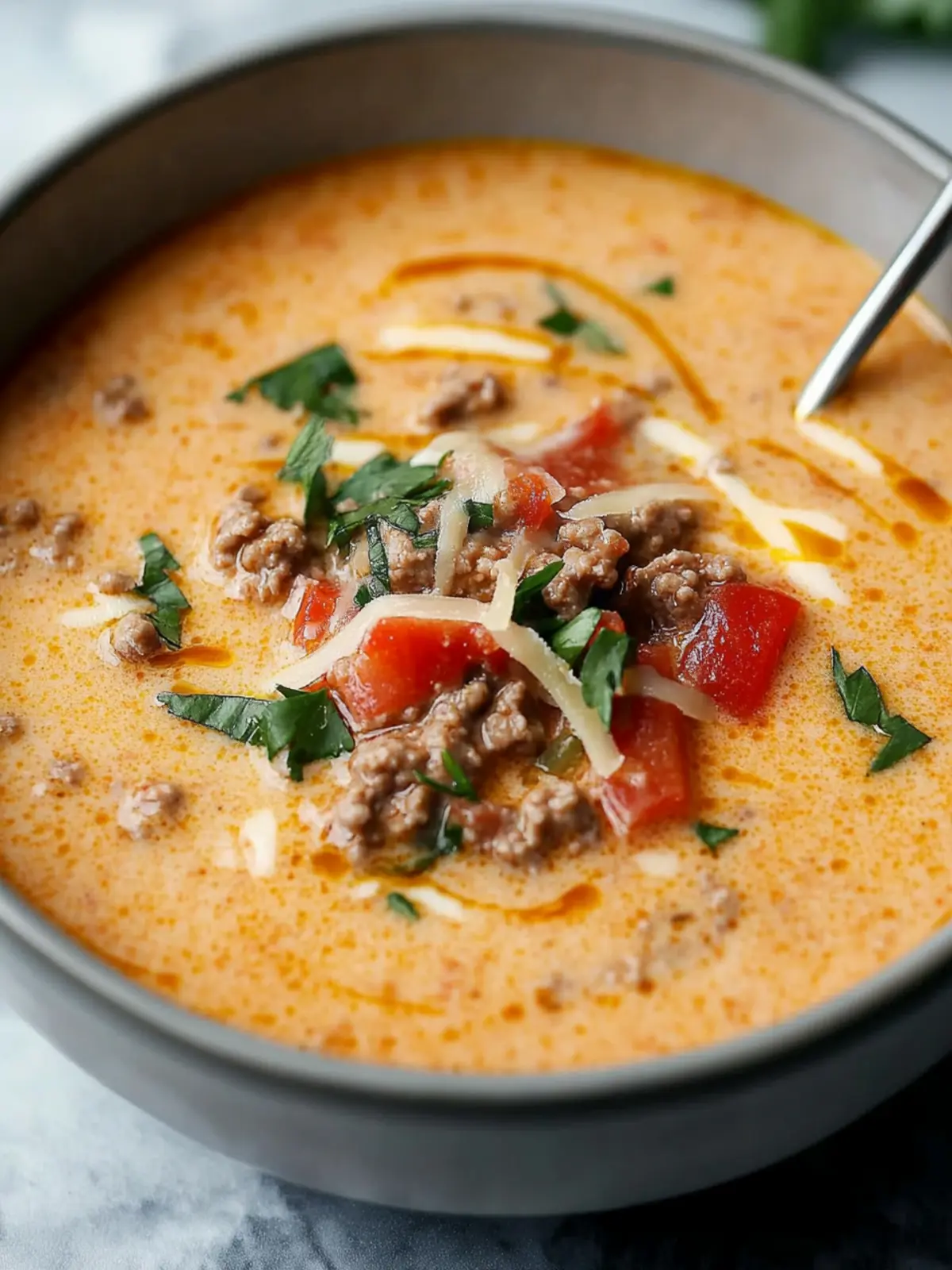 Creamy Keto Hamburger Rotel Soup