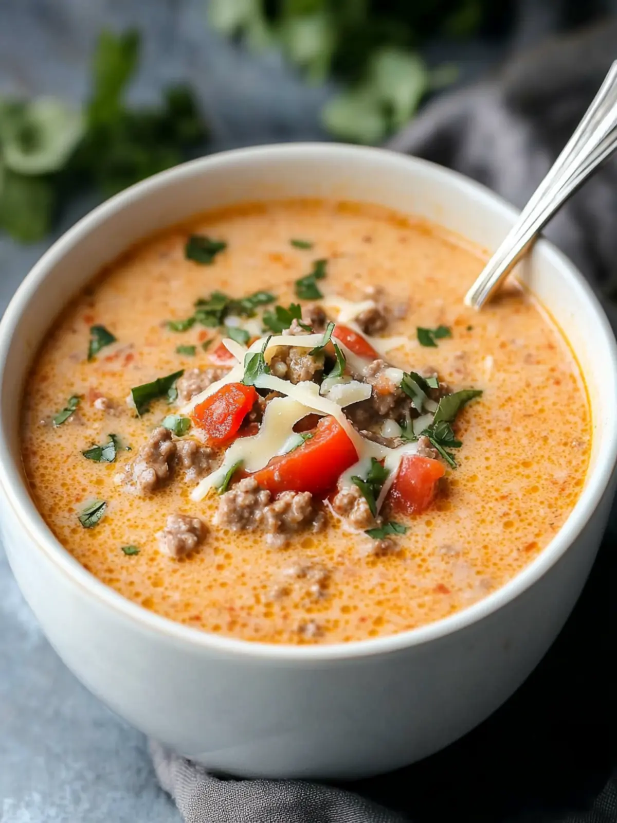 Creamy Keto Hamburger Rotel Soup