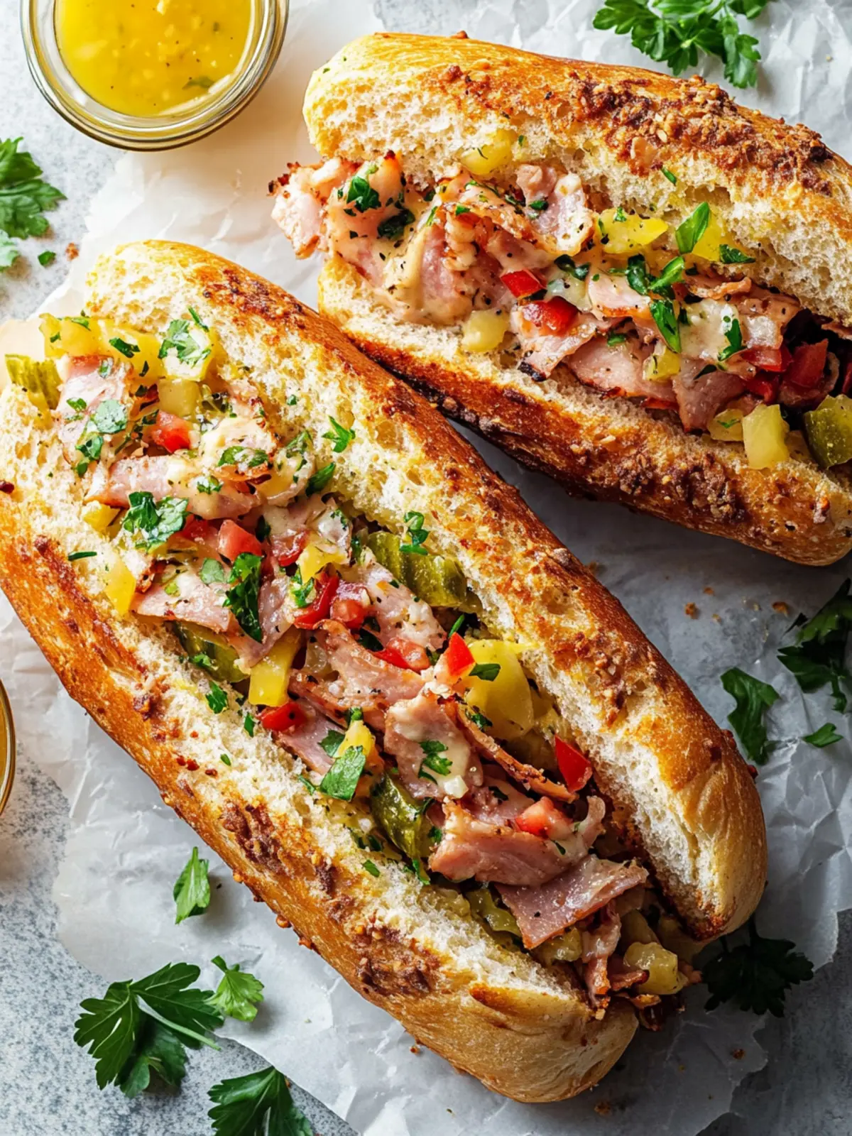 Cuban Garlic Bread Sandwiches