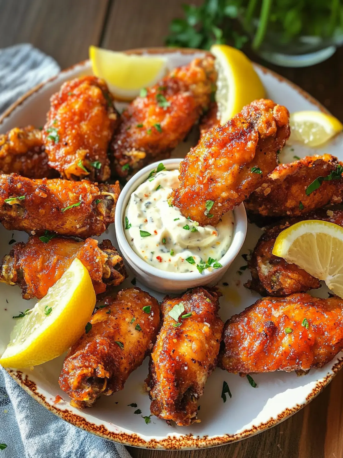 Crispy Oven-Baked Chicken Wings with Lemon Garlic Aioli