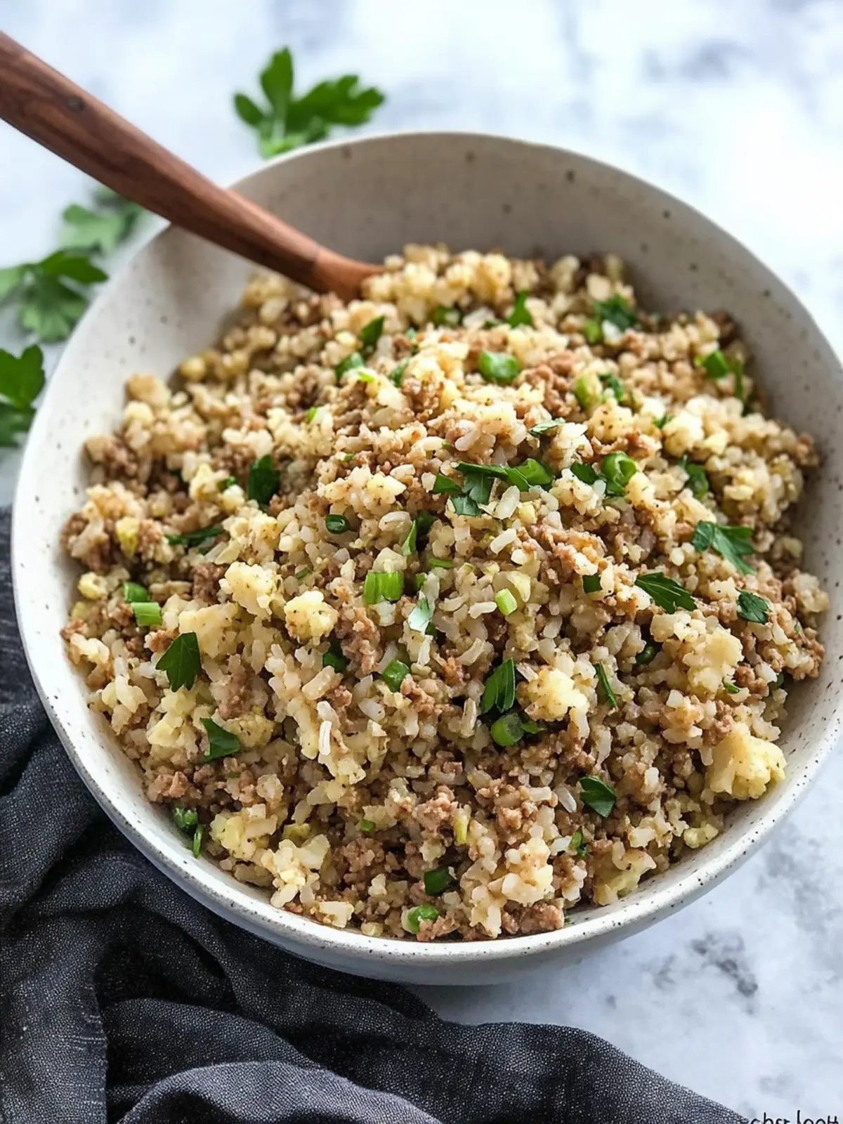 Keto Cauliflower Dirty Rice