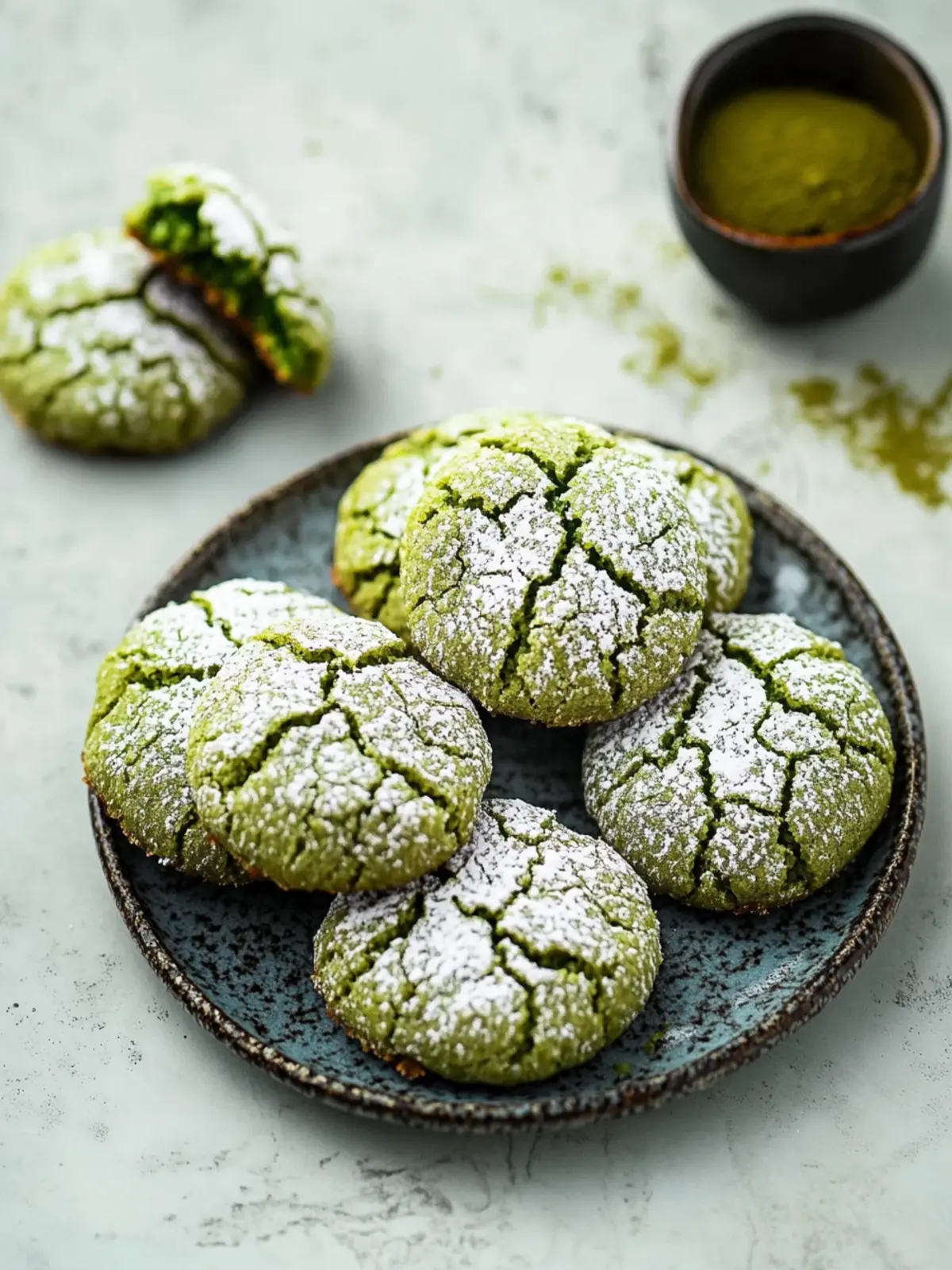 Matcha Crinkle Cookies