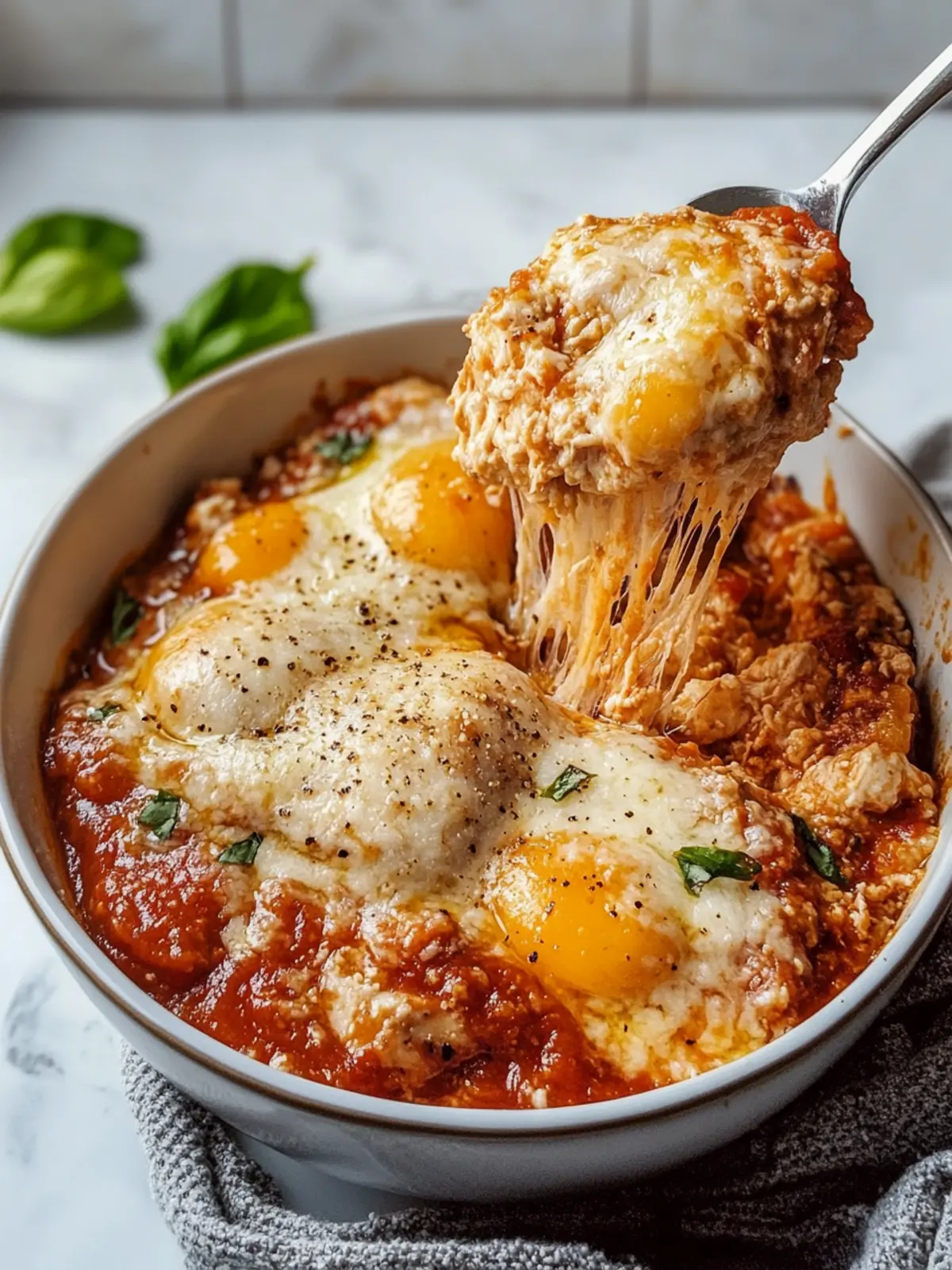 Super Yummy Cottage Cheese Chicken Parm Bowl