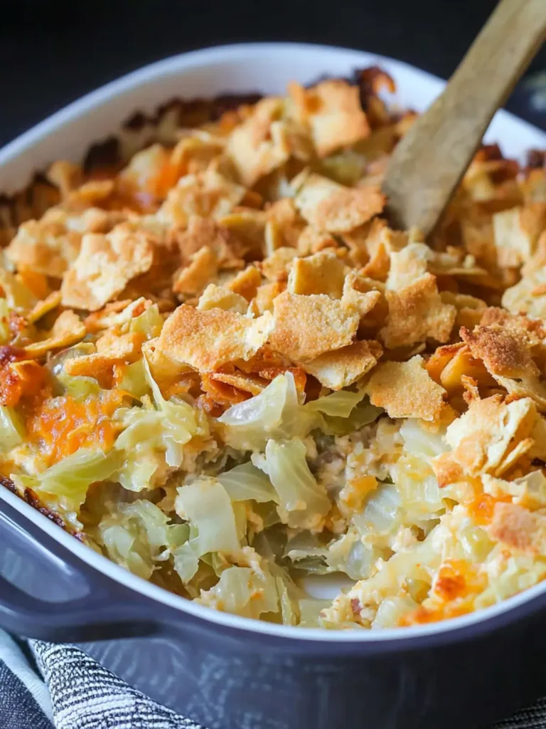 Cheesy Cabbage Casserole with Ritz Crackers Topping