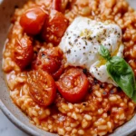 Spicy Roasted Tomato and Burrata Risotto