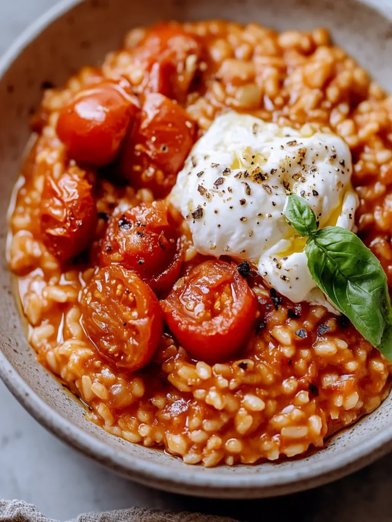 Spicy Roasted Tomato and Burrata Risotto