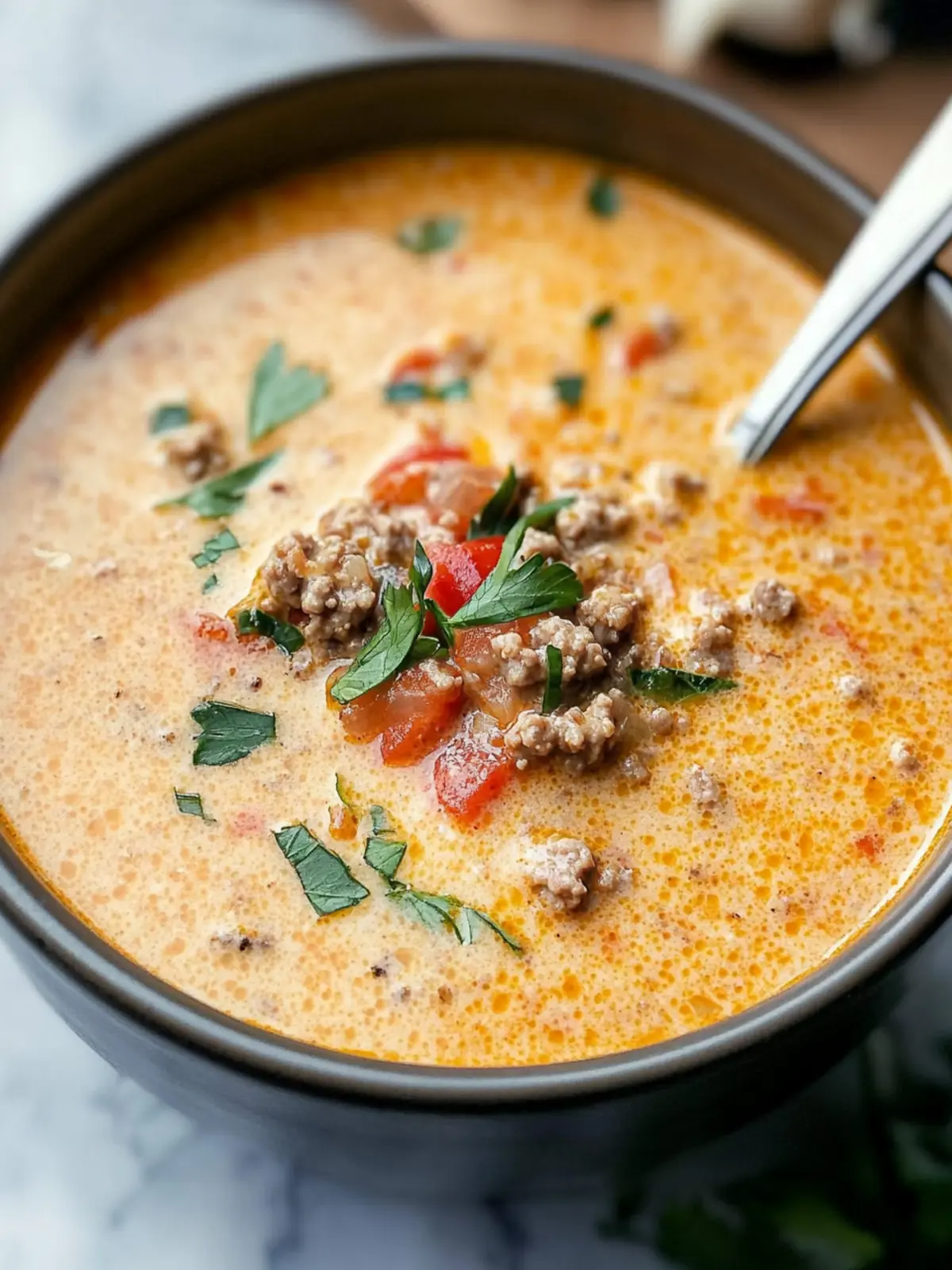 Creamy Keto Hamburger Rotel Soup