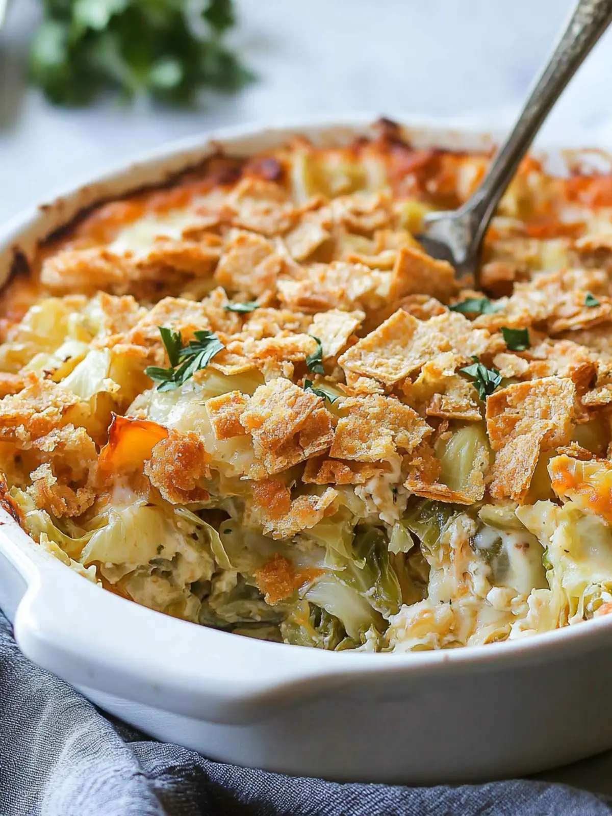 Cheesy Cabbage Casserole with Ritz Crackers Topping