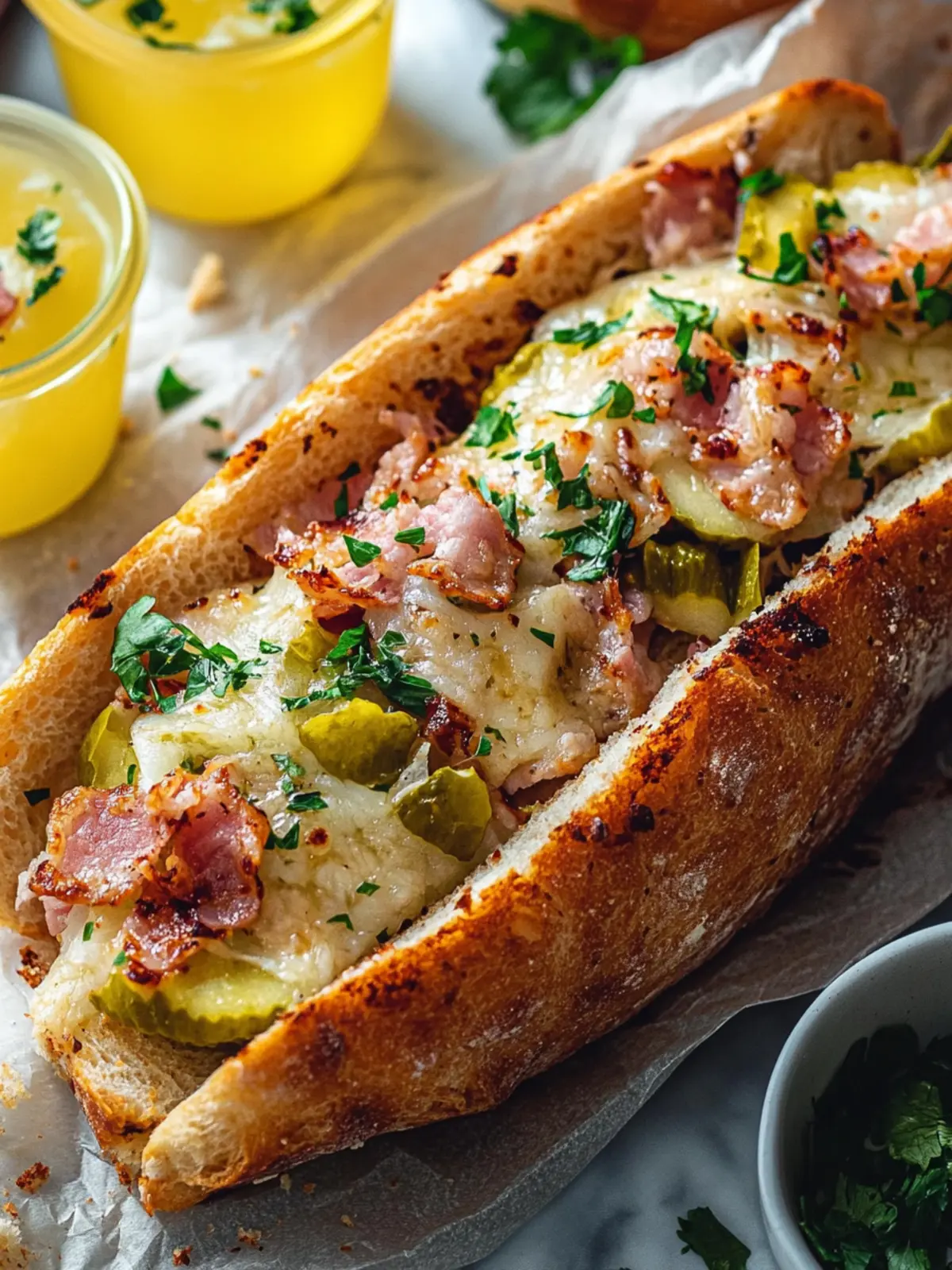 Cuban Garlic Bread Sandwiches