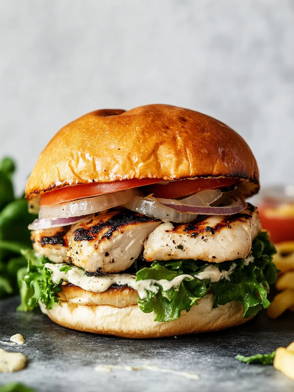 Super-Juicy Grilled Chicken Caesar Burger