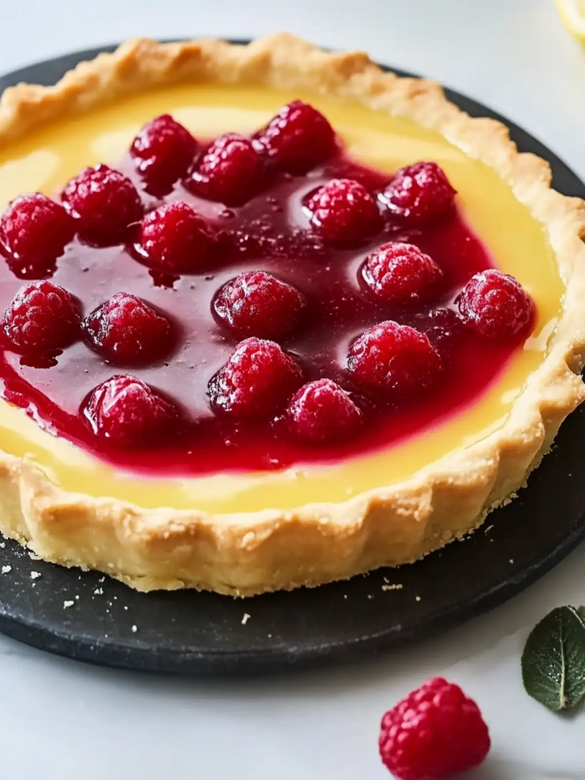 Spring Tart with Lemon Custard and Raspberry Jelly